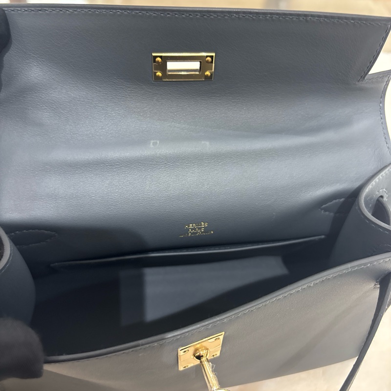 HERMES Mini Kelly Pochette 霧霾灰 全新現場-8