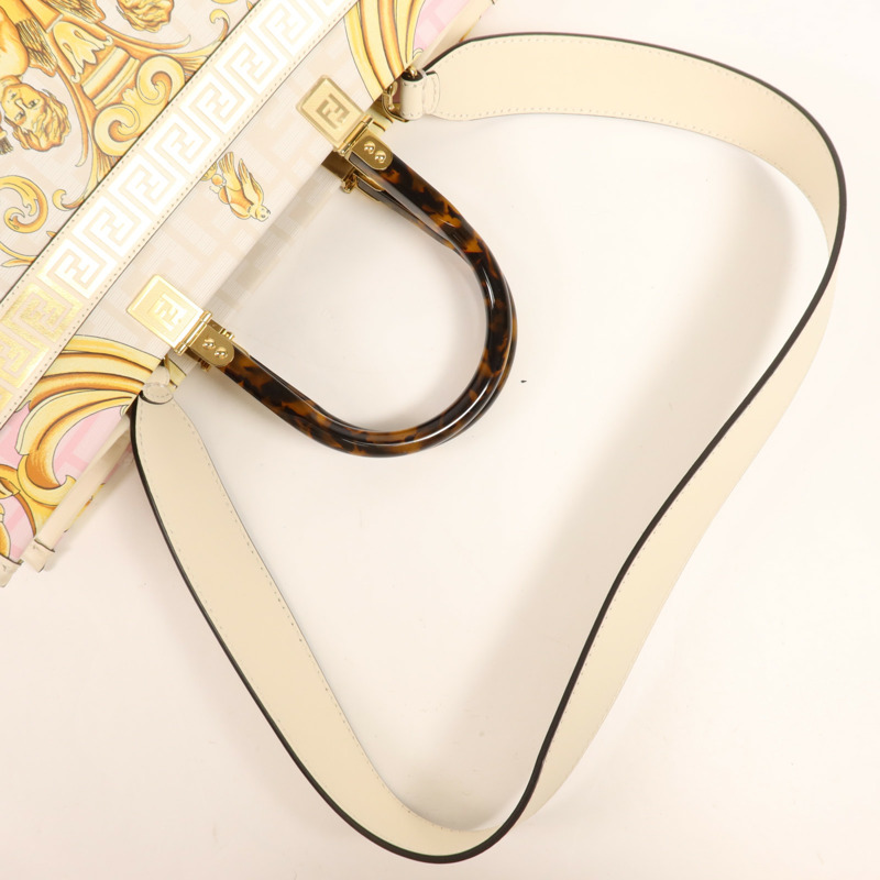 FENDI 塗層帆布Fendace金扣手挽肩背兩用袋-4