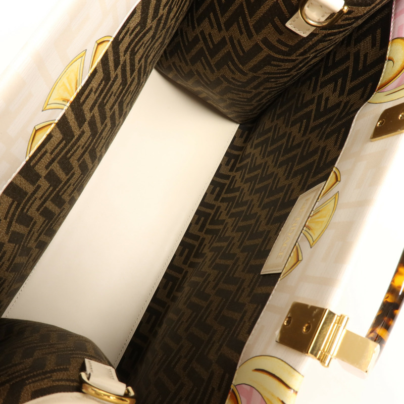 FENDI 塗層帆布Fendace金扣手挽肩背兩用袋-9