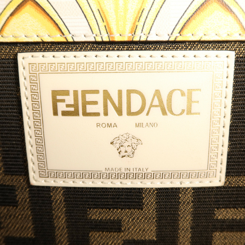 FENDI 塗層帆布Fendace金扣手挽肩背兩用袋-10
