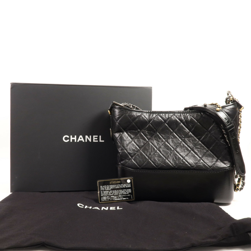 CHANEL 牛皮皮革Gabrielle Medium鏈帶肩背袋-13