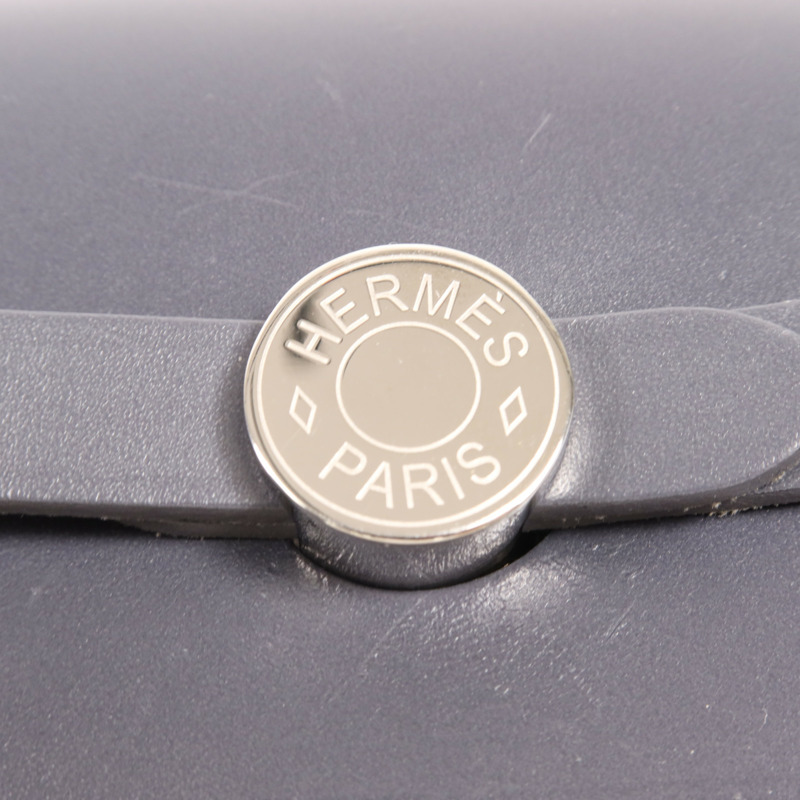 HERMES 帆布/皮革Mini Herbag銀扣肩背袋Ardoise-12