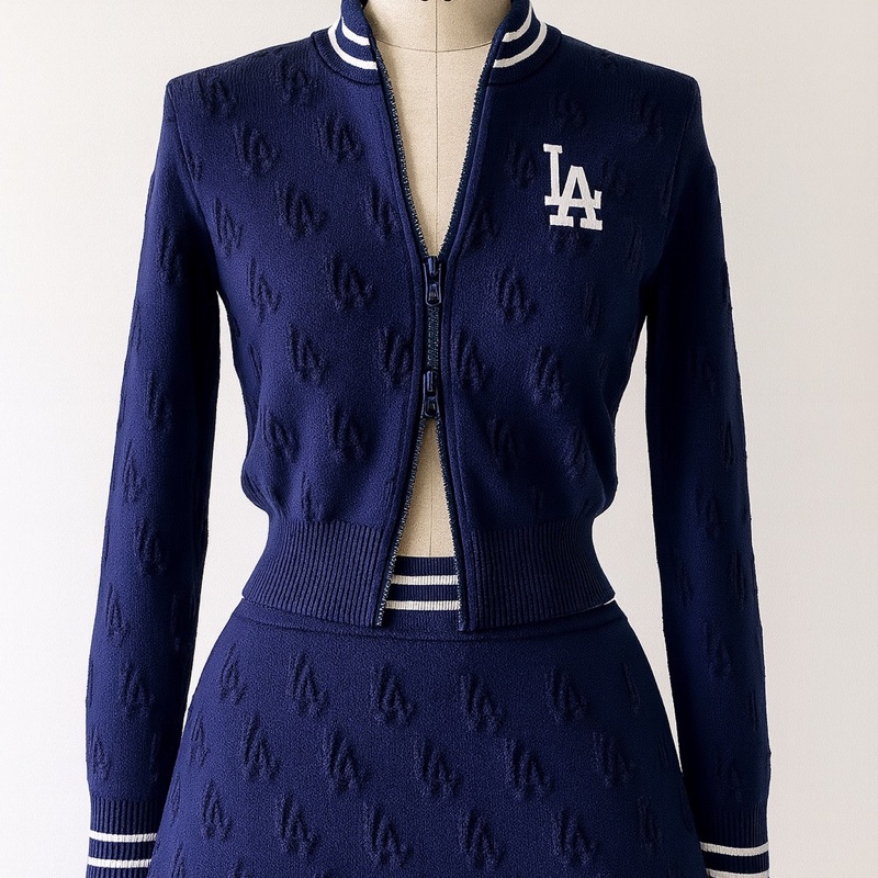 MLB LA 深藍立體織紋針織短裙|美式休閒潮流必備|韓國官網熱賣款-2