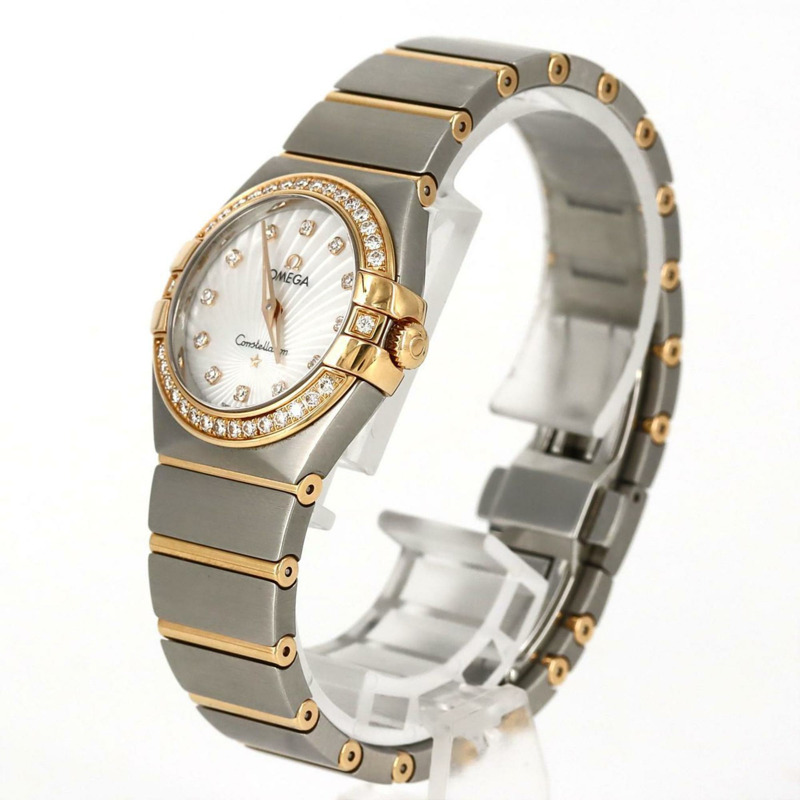 歐米茄星座系列磨砂玫瑰金組合 D・12P 123.25.27.60.55.002 SSxPG 石英腕錶-1