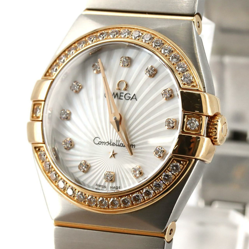 歐米茄星座系列磨砂玫瑰金組合 D・12P 123.25.27.60.55.002 SSxPG 石英腕錶-7