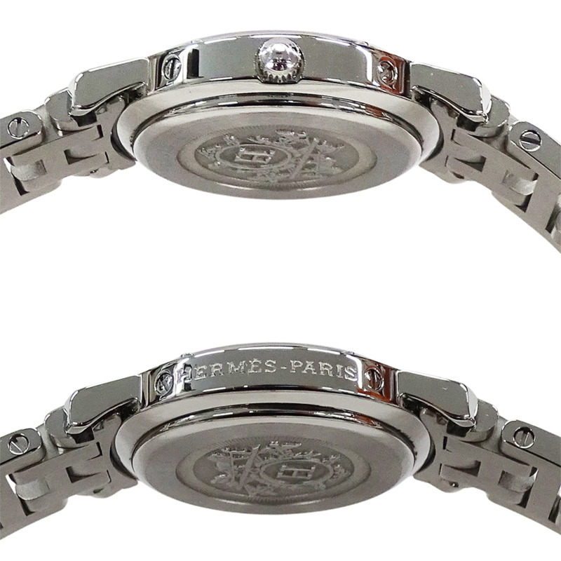 愛馬仕 Clipper Date 女士石英腕錶,不鏽鋼材質,CL4.210,銀/白色,拋光處理-2