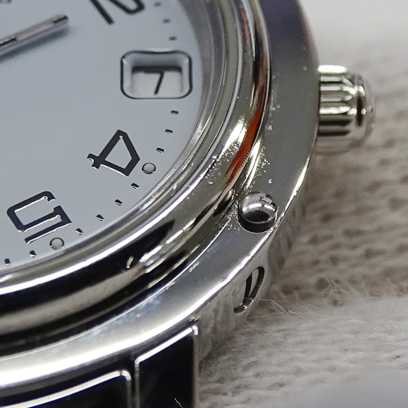 愛馬仕 Clipper Date 女士石英腕錶,不鏽鋼材質,CL4.210,銀/白色,拋光處理-12