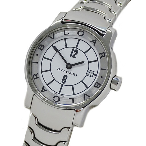 寶格麗女士腕錶 Solotempo 日期石英 QZ 不鏽鋼 SS ST29S 銀白色拋光