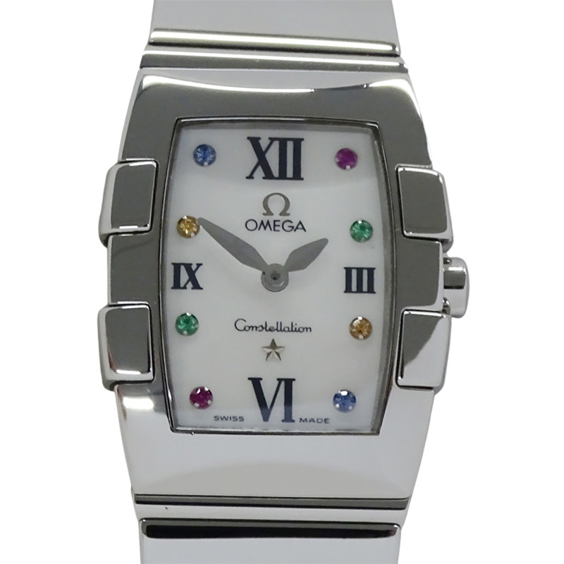 歐米茄星座系列迷你四方腕錶 1584.79 女士腕錶,殼牌石英 QZ 機芯,不鏽鋼 SS 銀色拋光-1