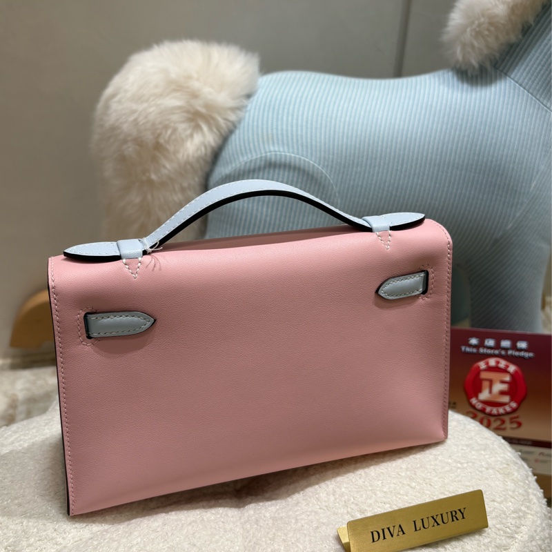 Hermes Mini Kelly Pochette 粉藍拼色 全新現貨-2