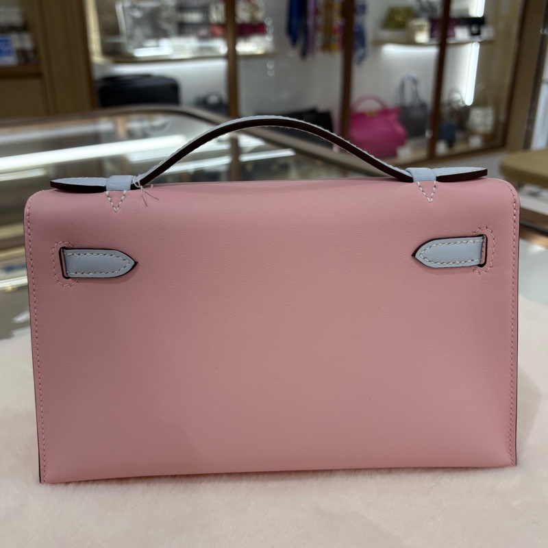 Hermes Mini Kelly Pochette 粉藍拼色 全新現貨-7