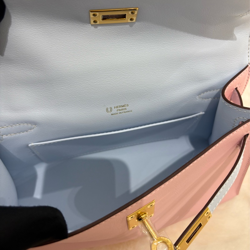 Hermes Mini Kelly Pochette 粉藍拼色 全新現貨-11