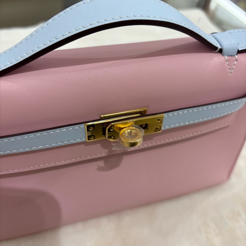 Hermes Mini Kelly Pochette 粉藍拼色 全新現貨-12