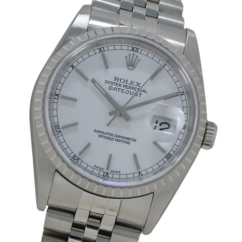 勞力士 ROLEX Datejust 16220 Y型男士腕錶，自動上鍊 AT 不鏽鋼 SS 銀白色拋光