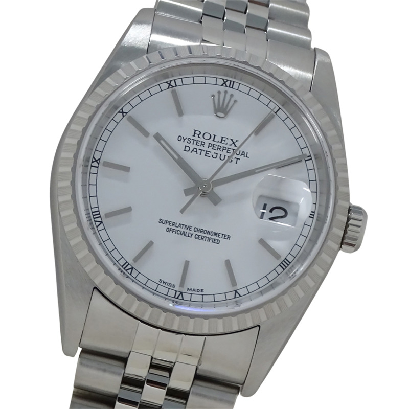 勞力士 ROLEX Datejust 16220 Y型男士腕錶,自動上鍊 AT 不鏽鋼 SS 銀白色拋光-0
