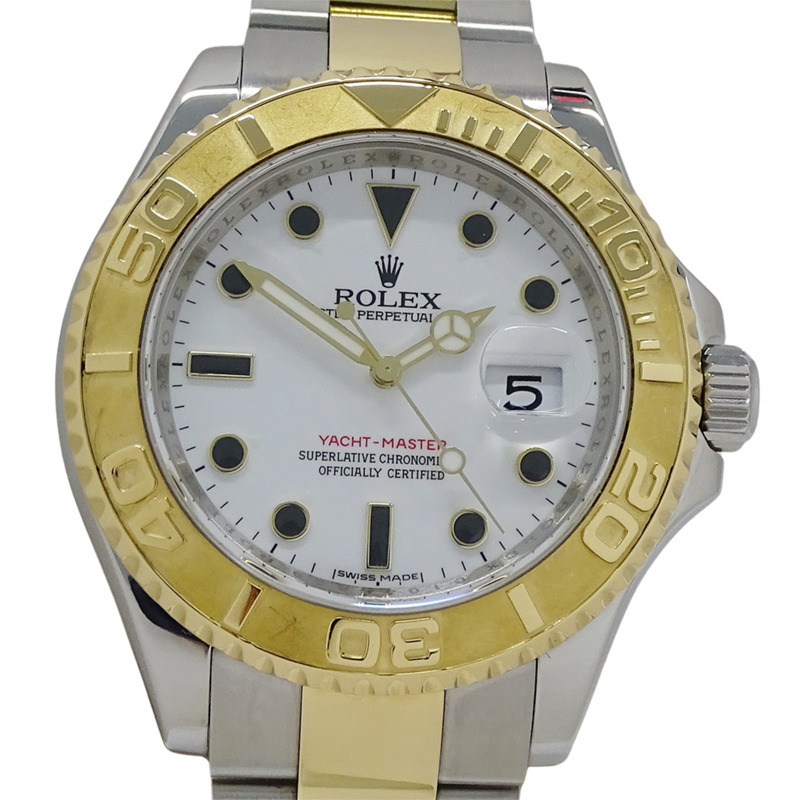 勞力士 ROLEX Yacht-Master 16623 隨機編號男士腕錶 品牌 日期 自動上鍊 AT 不鏽鋼 SS 黃金 YG 組合 白色拋光-1