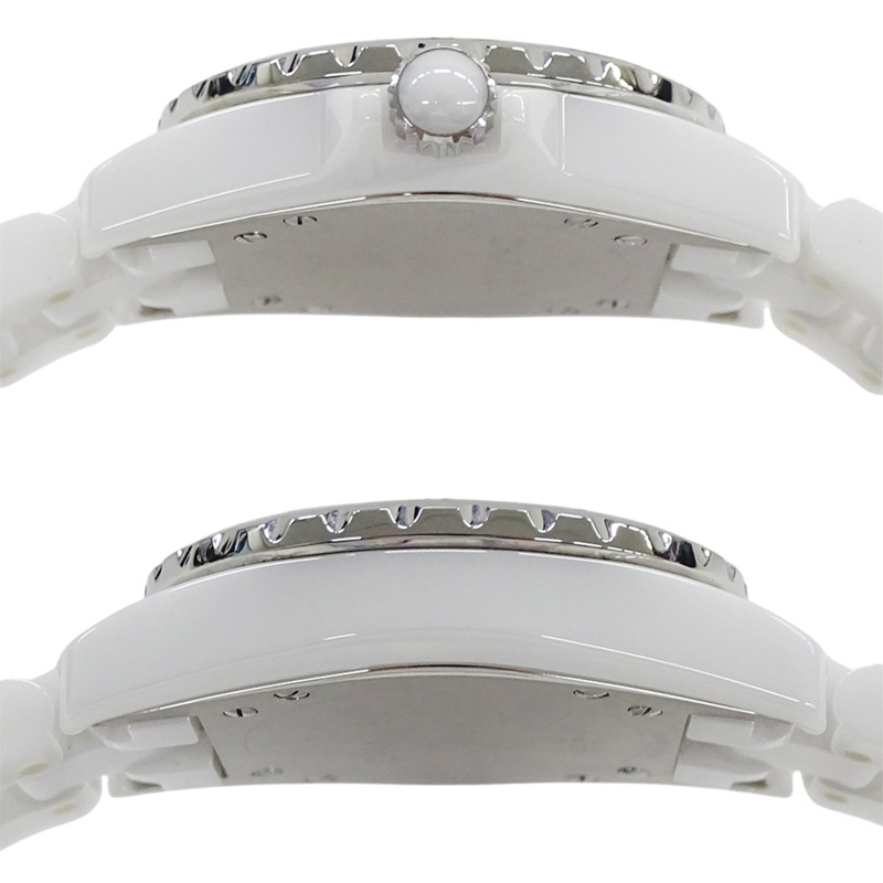 香奈兒 (Chanel) 女士腕錶 J12 日期石英 QZ 不鏽鋼 SS 白色陶瓷 H0968 拋光-2