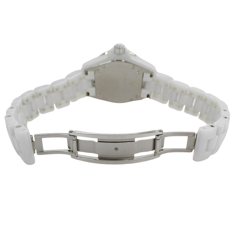 香奈兒 (Chanel) 女士腕錶 J12 日期石英 QZ 不鏽鋼 SS 白色陶瓷 H0968 拋光-3