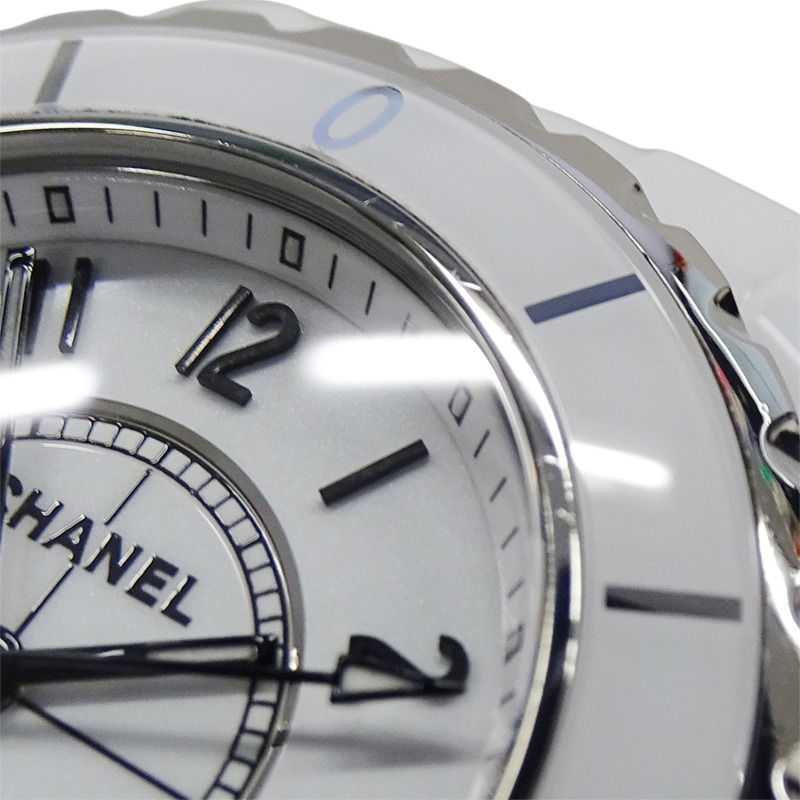 香奈兒 (Chanel) 女士腕錶 J12 日期石英 QZ 不鏽鋼 SS 白色陶瓷 H0968 拋光-11