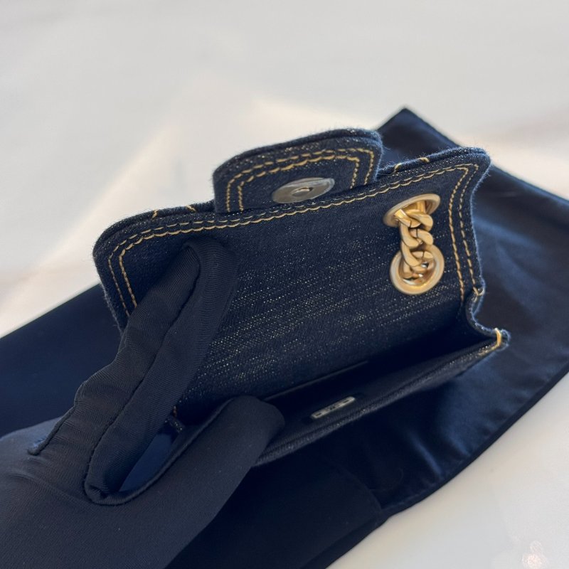 *SHIHNA名牌精品*CHANEL 菱格縫線牛仔布掛腕零錢包-6