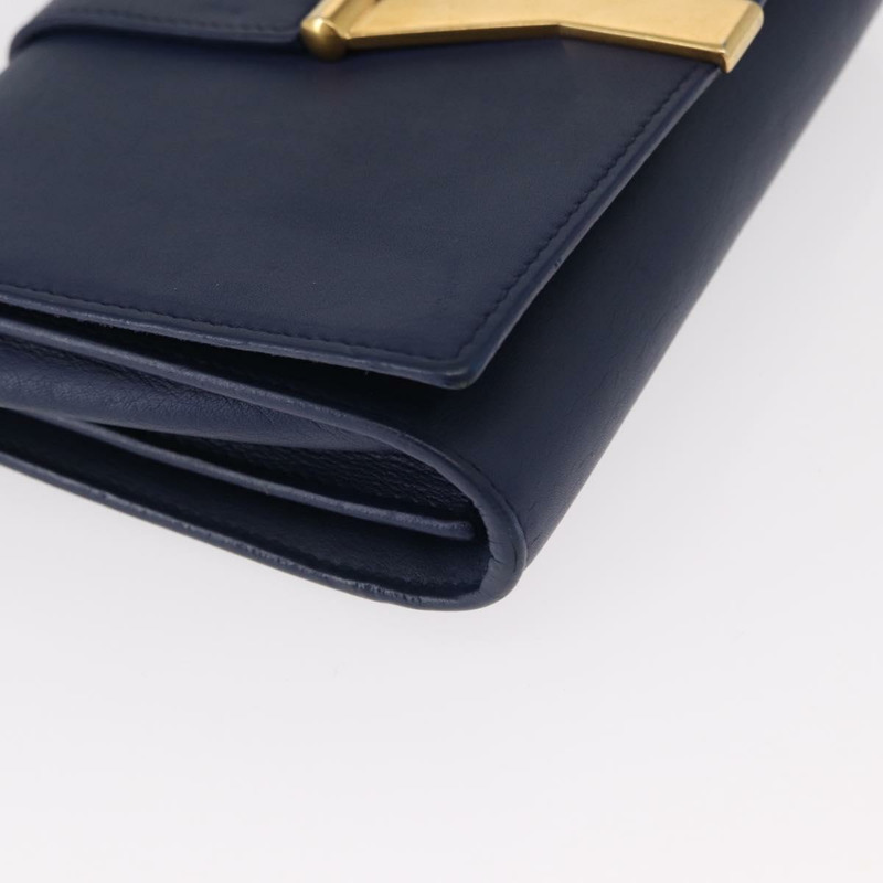 【日本直送】SAINT LAURENT Y Line 鏈條手提小包 皮革 藍色 金色 正品 BA8058-9