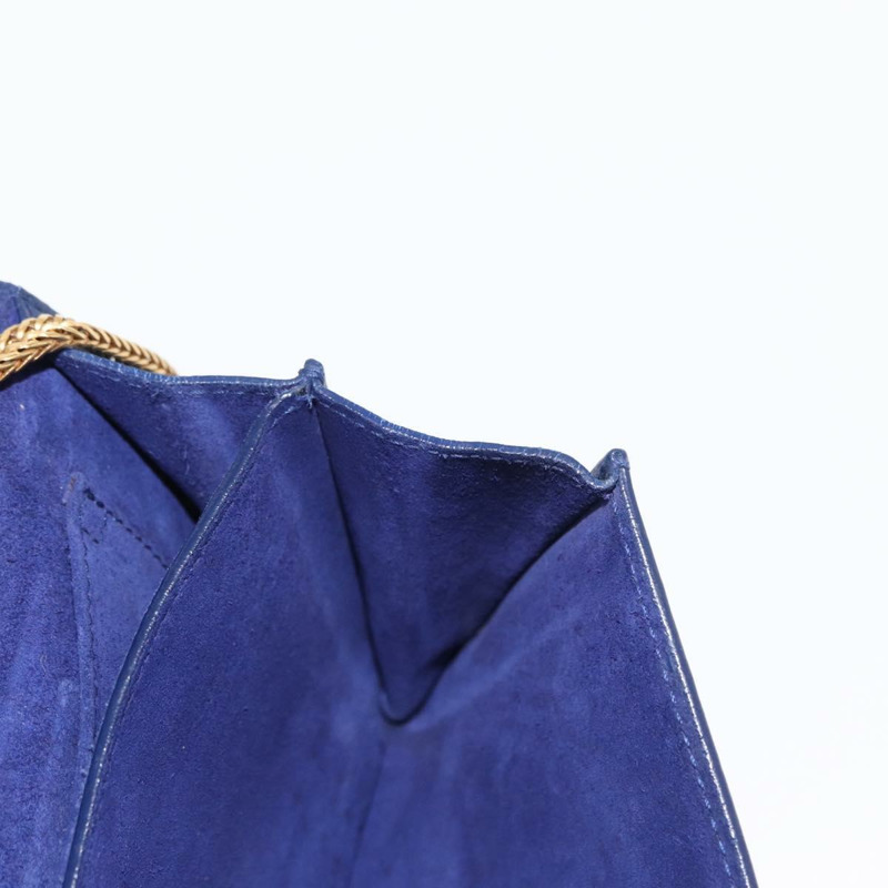 【日本直送】SAINT LAURENT Y Line 鏈條手提小包 皮革 藍色 金色 正品 BA8058-17