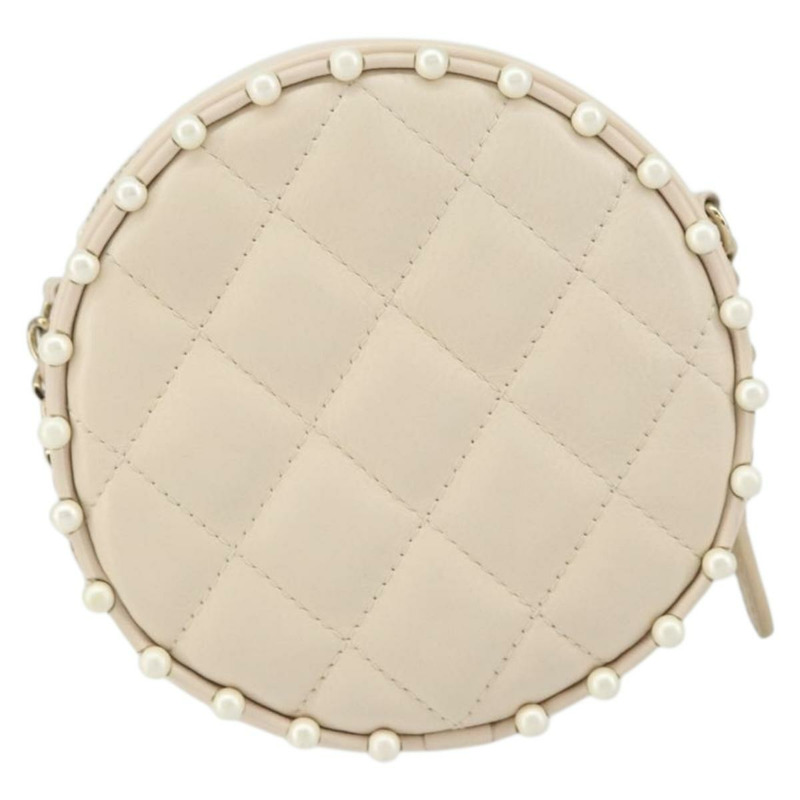 【日本直送】香奈兒 (CHANEL) 絎縫鏈條肩背包,羊皮材質,米色金色,CC標誌,正品 BA8041-2