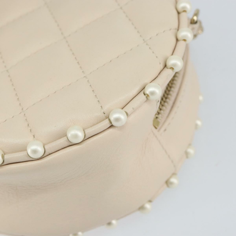 【日本直送】香奈兒 (CHANEL) 絎縫鏈條肩背包,羊皮材質,米色金色,CC標誌,正品 BA8041-9