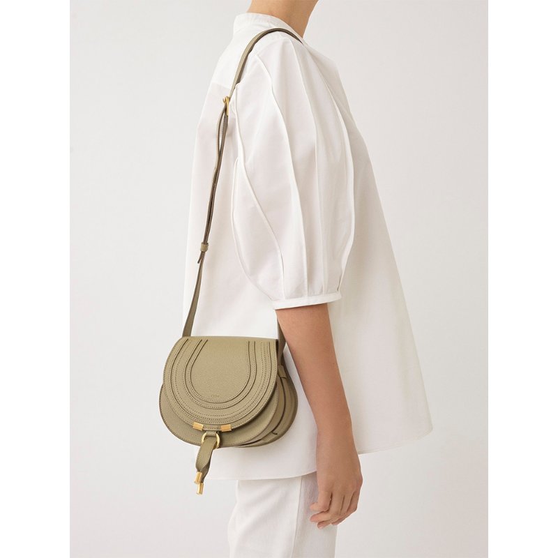 Chloe Small Marcie Saddle Crossbody Bag for Women in Pottery Green - 	CHC22AS680I31-38I-4