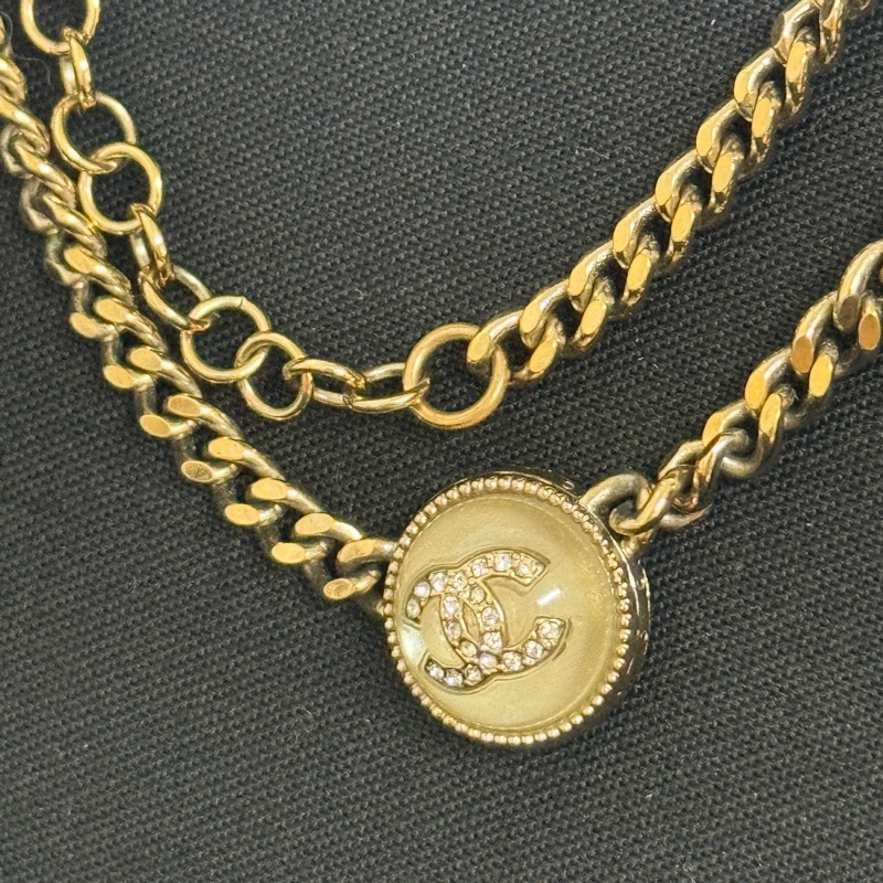 chanel 鈕扣淡金色項鍊choker-2