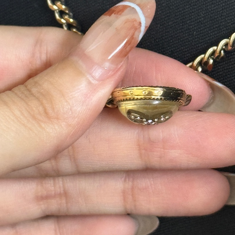 chanel 鈕扣淡金色項鍊choker-6