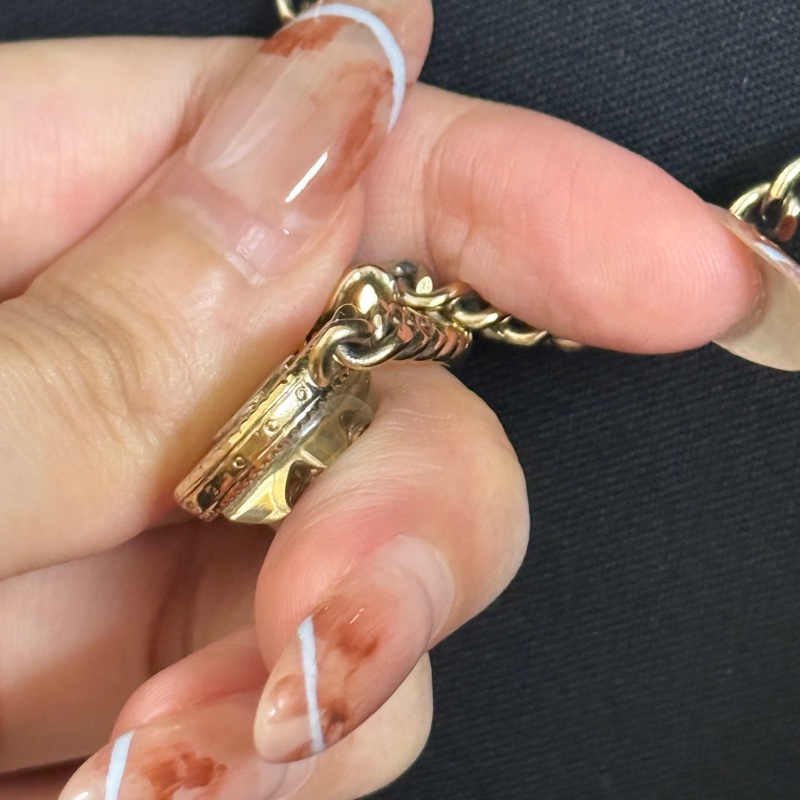 chanel 鈕扣淡金色項鍊choker-7