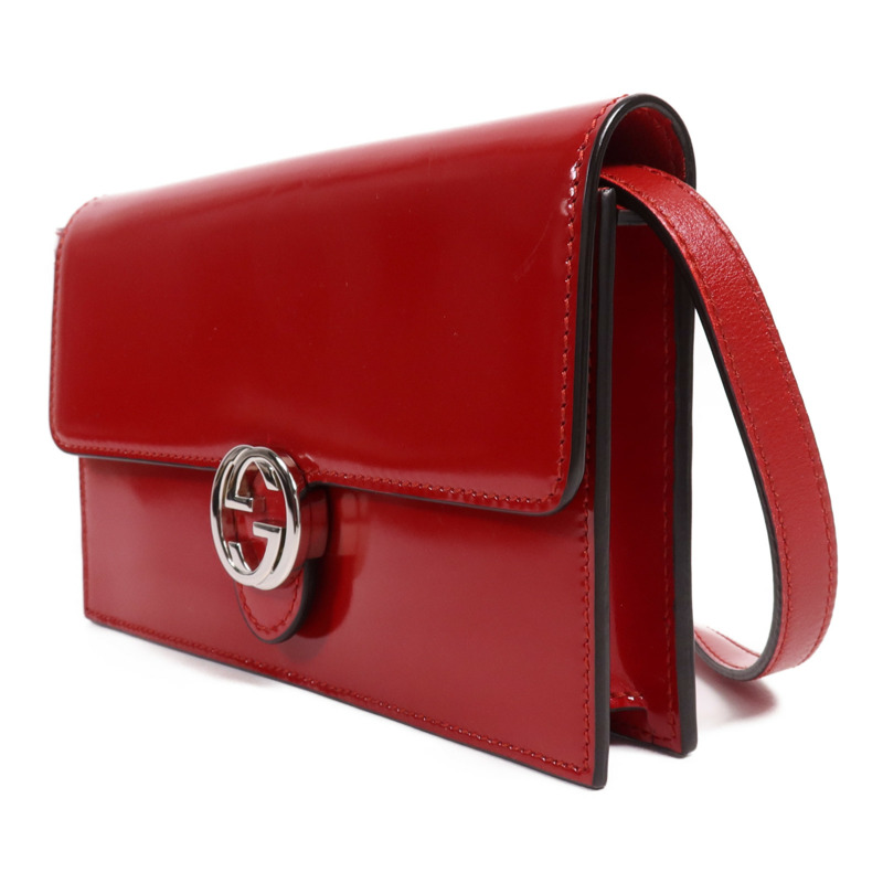 GUCCI 漆皮皮革Wallet On Strap銀扣肩背袋-2