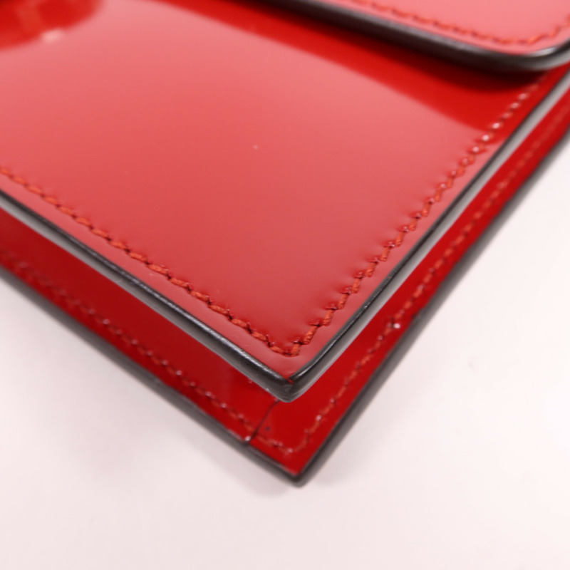 GUCCI 漆皮皮革Wallet On Strap銀扣肩背袋-5