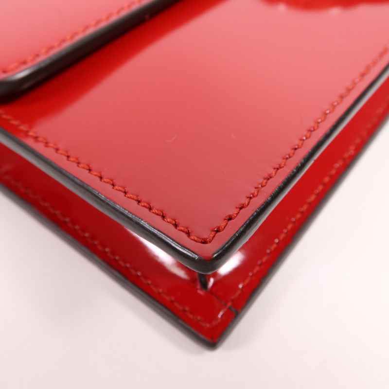 GUCCI 漆皮皮革Wallet On Strap銀扣肩背袋-6