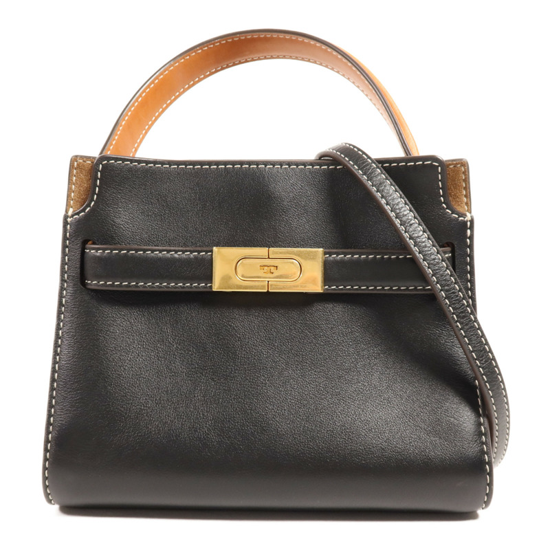 Tory Burch 牛皮皮革Lee Radziwill Petite Double Bag金扣手挽肩背兩用袋-0