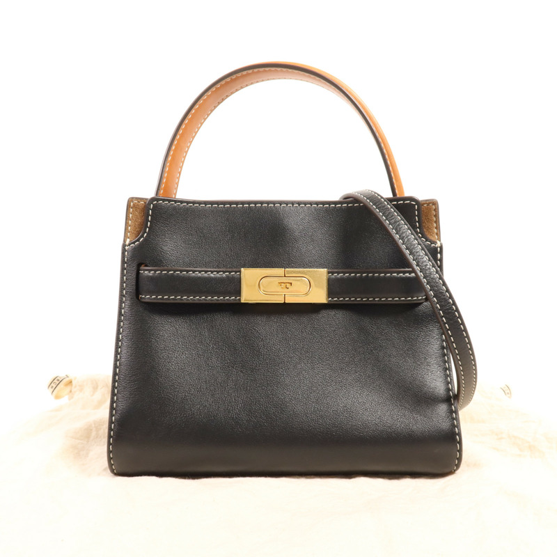 Tory Burch 牛皮皮革Lee Radziwill Petite Double Bag金扣手挽肩背兩用袋-11