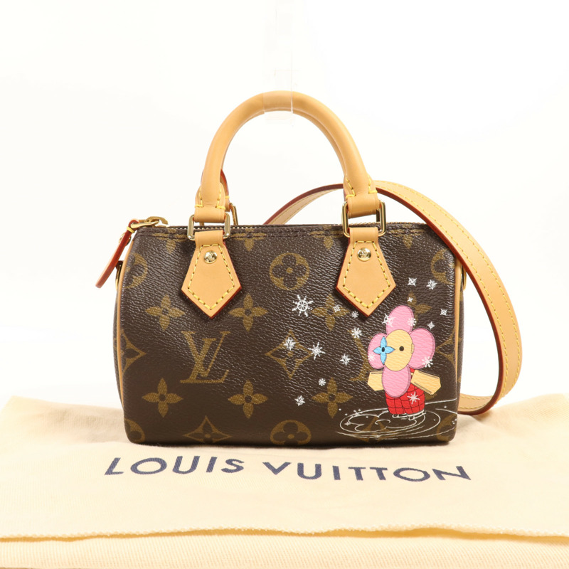 LOUIS VUITTON Monogram Vivienne Nano Speedy金扣手挽肩背兩用袋-12