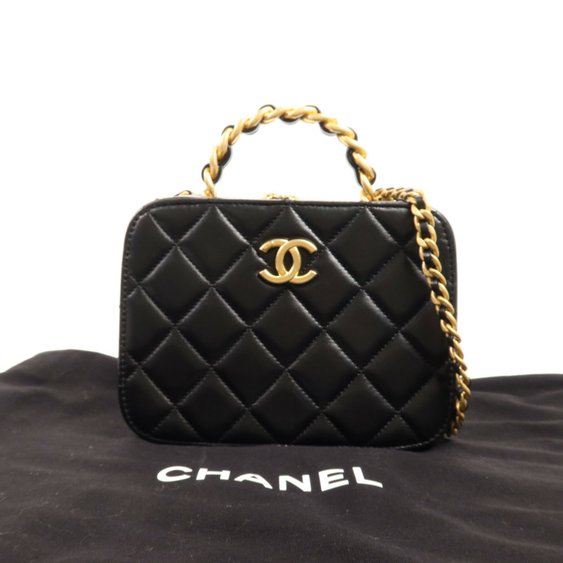 CHANEL 羊皮皮革Shoulder Bag金扣手挽肩背兩用袋-14