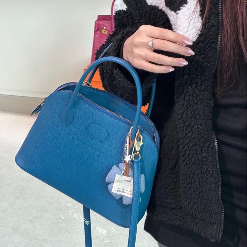 Hermes Bolide27 藍色銀釦-1