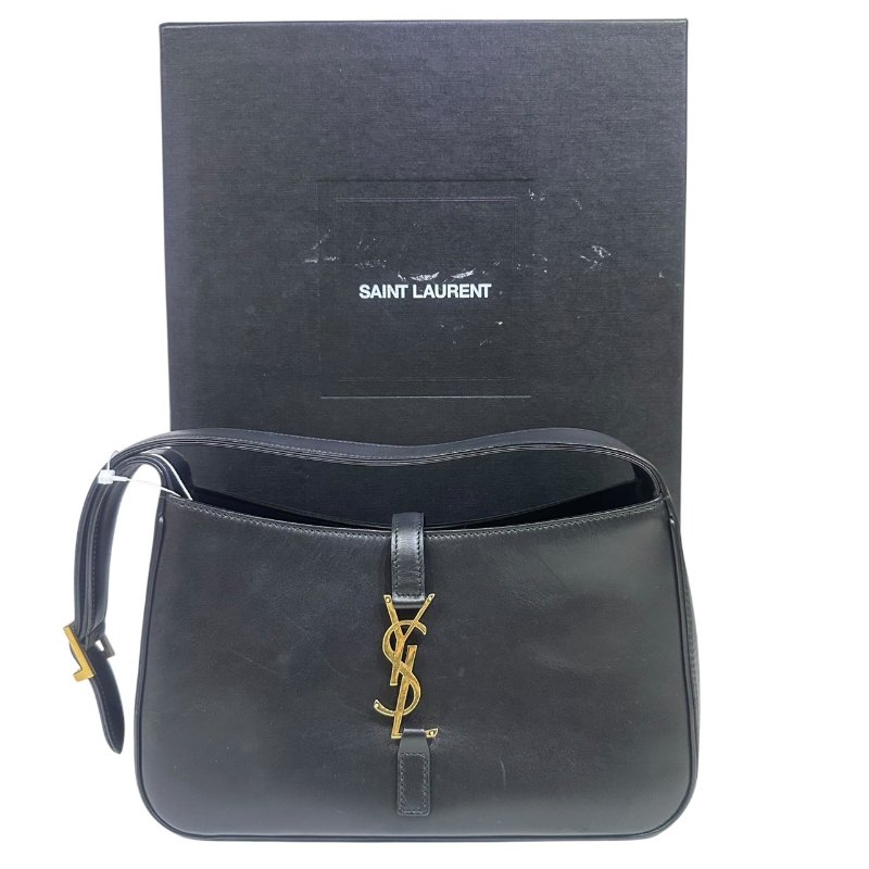 【美收精品】YSL黑色皮革金扣肩背包 4-462-4