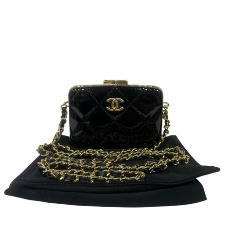 【美收精品】CHANEL黑色亮皮小肩背包 4-475