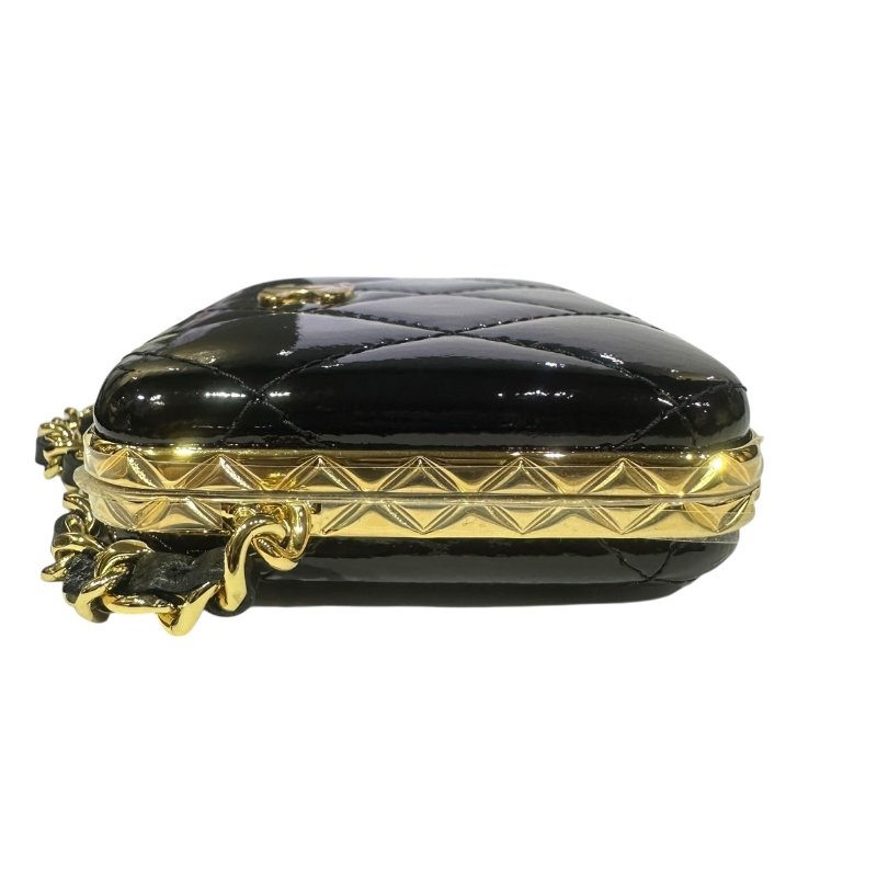 【美收精品】CHANEL黑色亮皮小肩背包 4-475-5