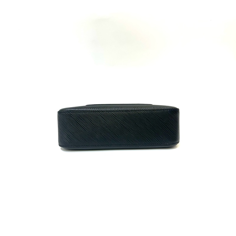 LV 黑Epi銀釦Marelle前口袋可拆式零錢包肩斜背包M80689-4