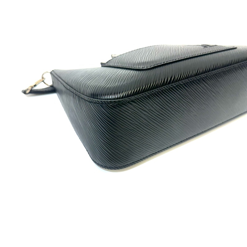 LV 黑Epi銀釦Marelle前口袋可拆式零錢包肩斜背包M80689-5