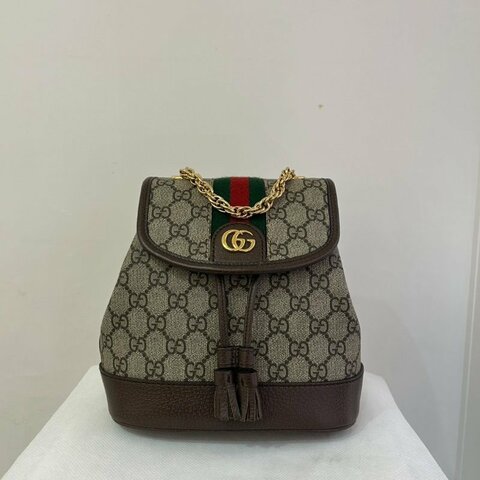 GUCCI老花綠紅綠後背包-Mini