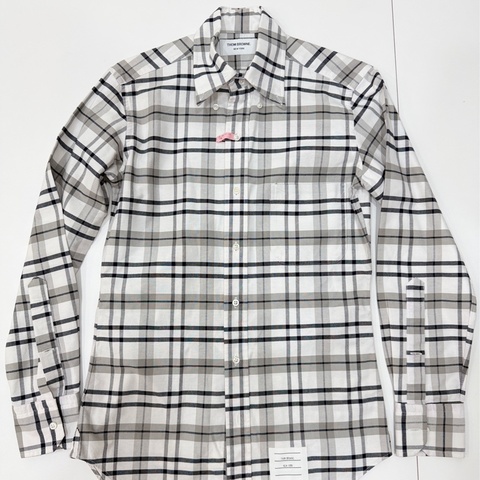 THOM BROWNE 灰白 格紋 格子 長袖 襯衫 上衣