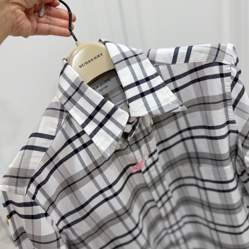 THOM BROWNE 灰白 格紋 格子 長袖 襯衫 上衣-2