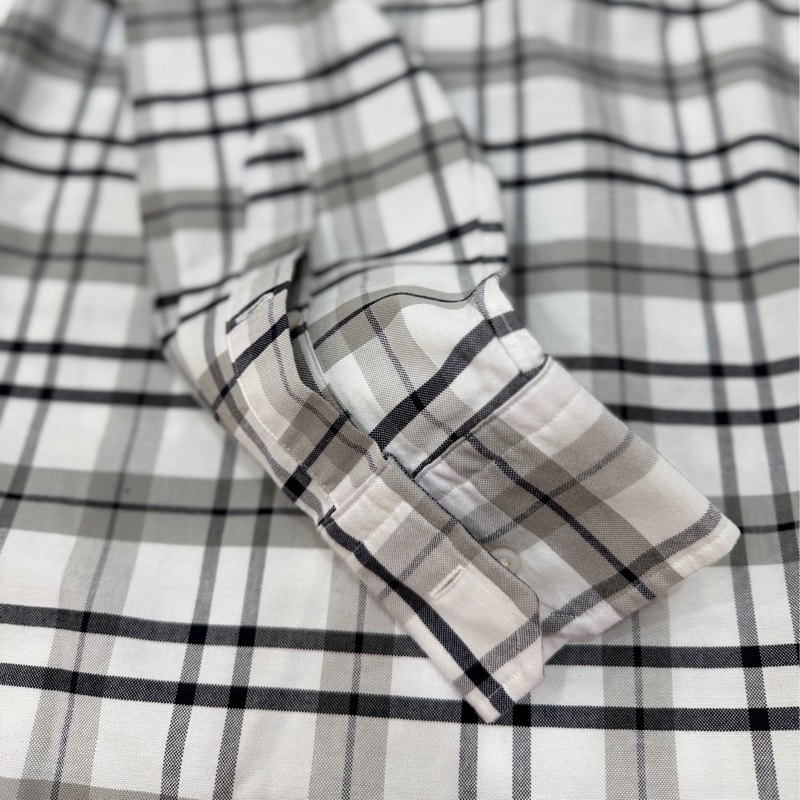 THOM BROWNE 灰白 格紋 格子 長袖 襯衫 上衣-11