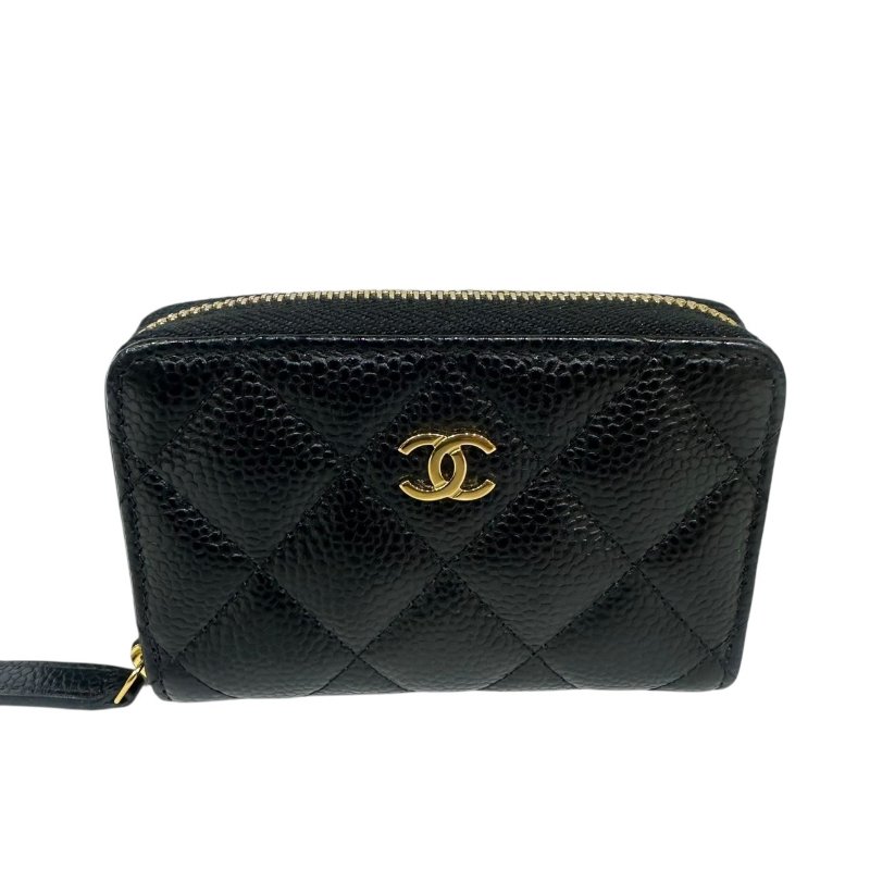 【美收精品】CHANEL黑色牛皮荔枝紋零錢包 4-472-0